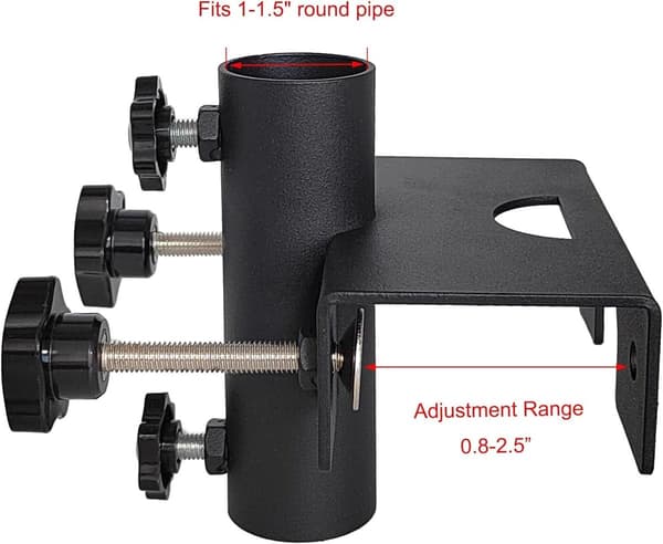Robust parasolfod til altaner, haveskærme og terrasser, klemme (20 mm - 63 mm), parasoldiameter (23 mm - 38 mm) (sort)