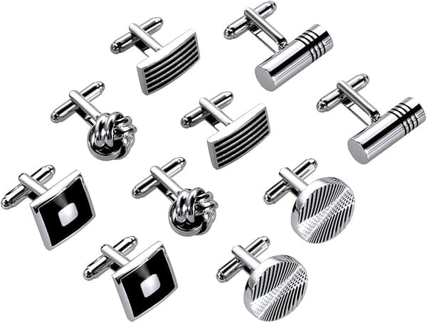 5 Pairs Cufflinks, Lictin Cufflinks for Shirt Clock Movement