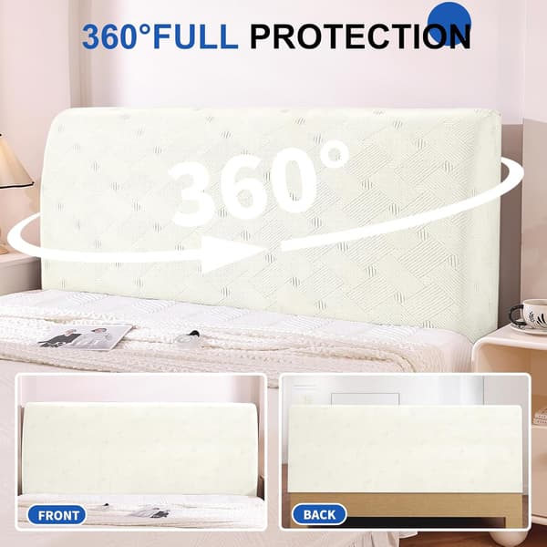 Headboard Cover, Elastic Stain-Resistant Headboard Cover, Protective Cover, Headboard Cover for Bedroom (150 cm, White)