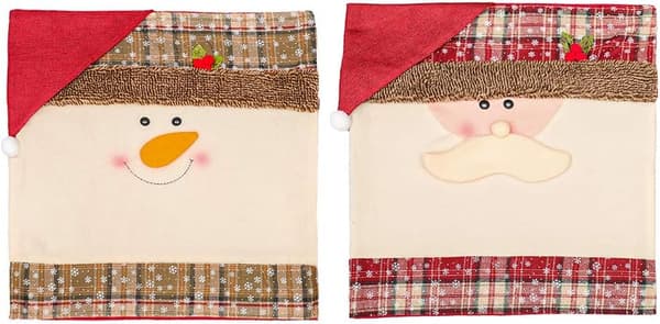 2-pack julstolsöverdrag för matstolar, stolsryggsöverdrag med tomtedekoration