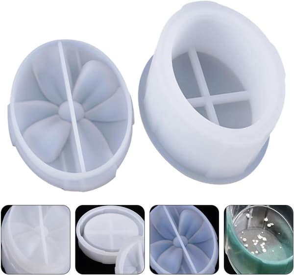 Oval roset silikoneform med låg til DIY epoxyharpiks smykkeskrin