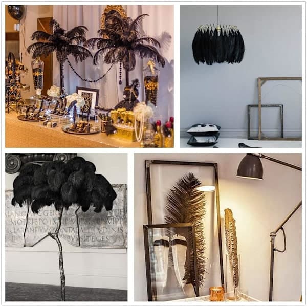 10 pcs 33-38 cm (33-40 cm) Ostrich Feathers, Natural Black Feathers for Home and Wedding Table Decoration