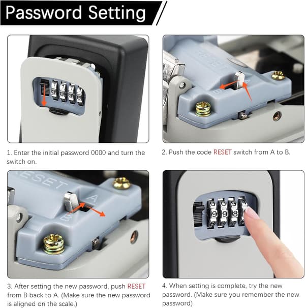 Secure Key Box, Wall Mounted Coded Key Box, Waterproof Key Box, with 4-Digit Code, for Home, School, Garage, Factory, Office