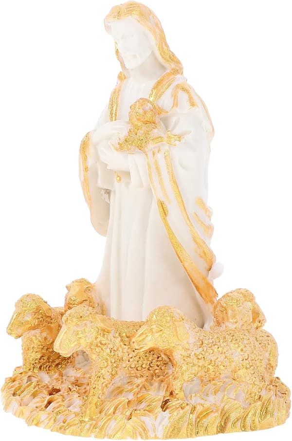 Harts Hyrdefigur Jesusstatue Utsøkt Utformet Intrikat Design Elegant Borddekorasjon