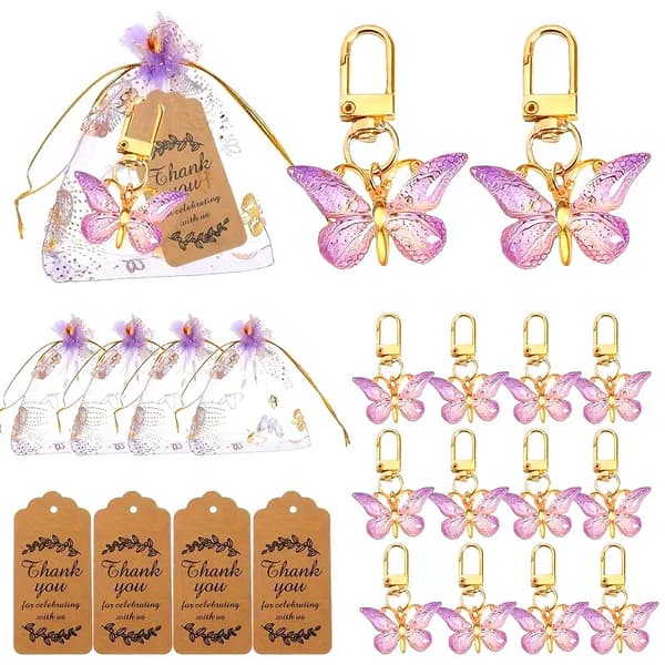 Butterfly Keychain, Gift Box, Purple Butterfly Set