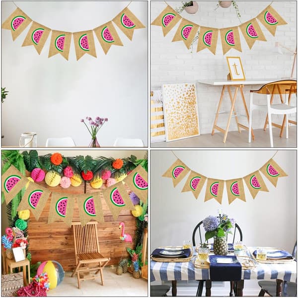 Festbanner Linne Vannmelonform 2,5m Lang Sommerfestpynt Unikt Design og Levende Farger