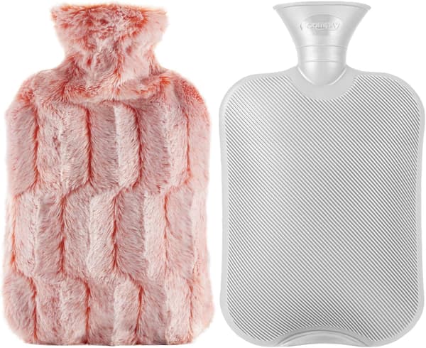 2 litran kuumavesipullo ylellisellä ja pehmeällä tekoturkispäällisellä, vaaleanpunainen Pink