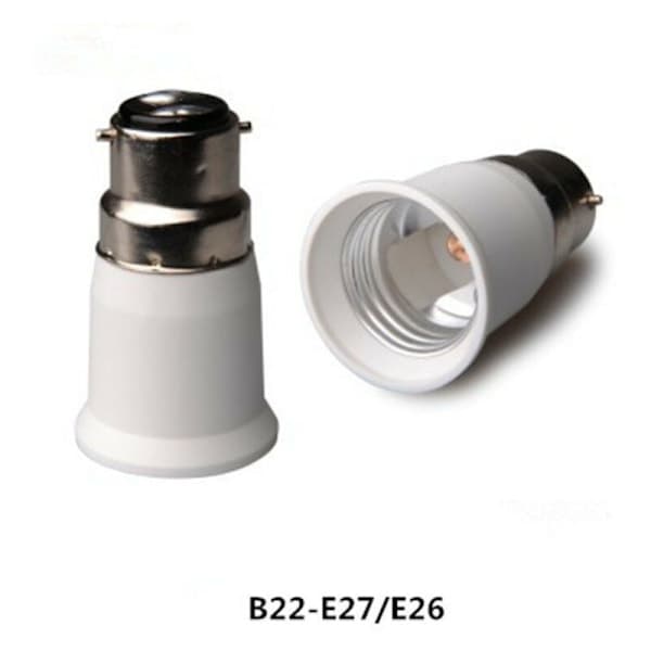 4x Lampeholderadapter - B22 til E27 Sokkelkonverter - Bajonettbase Lampeholderadapter for Halogen LED-lampe