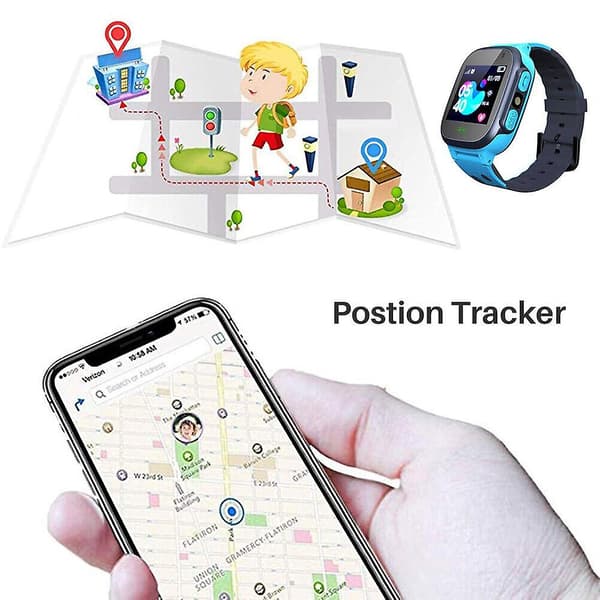 Smartklocka för barn med kamera, samtal, spel, plats, alarmklocka, Smartwatch för pojkar flickor FIG Blå Blue
