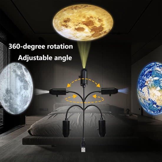 Projector - Planet Projector Starry Night Light - Galaxy Projector for Bedroom and Kids' Room - Space Lamp with Planets - USB Powered - 10 Patterns - 1 Piece