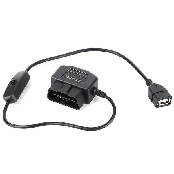 18.7in OBD2 USB Strømladekabel 16Pin Kontaktlader for Bil GPS DVR Kamera [Db]