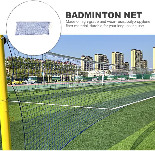 Bærbart badmintonnet udendørs tennisnet 6,1 m blå kant med bæretaske
