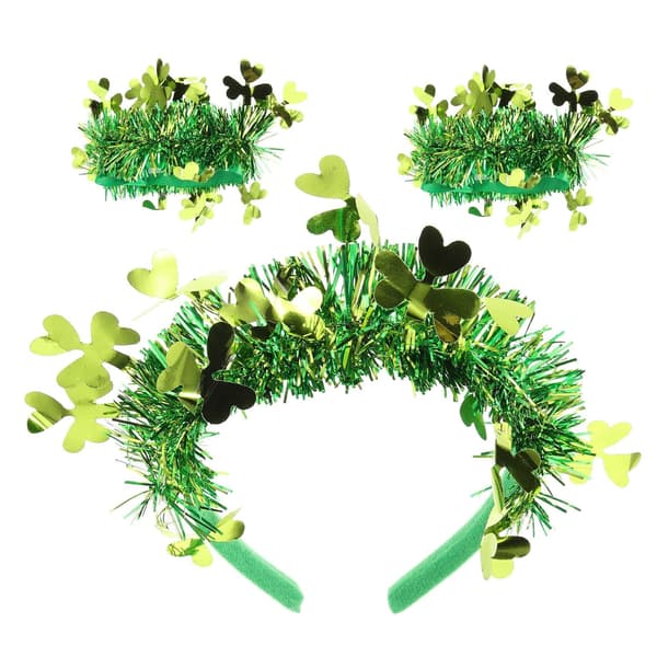 Grøn Shamrock Pandebånd og Håndledsbånd til Kvinder, Plastmateriale med Design, St Patrick's Day Festival Fest Tilbehør
