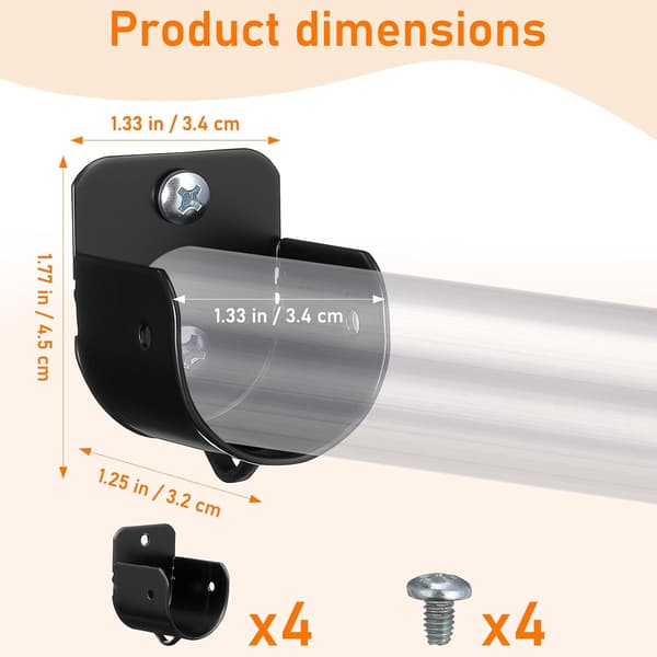 4pcs Wardrobe Rod Flange Sockets Shower Curtain Rod Bracket Iron Solid Color Design Classic Reliable Easy to Install