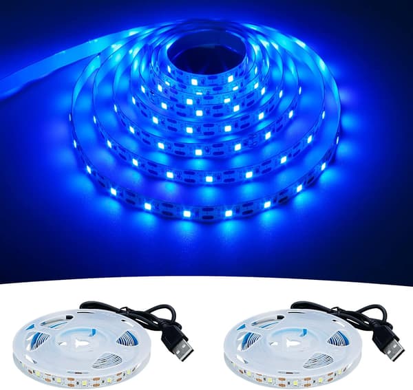 5V USB LED-list Ljusblå 6000K USB-driven 4M (2st) Flexibel SMD2835 Hög Ljusstyrka Ej Vattentät IP20 LED Tejp Ljus