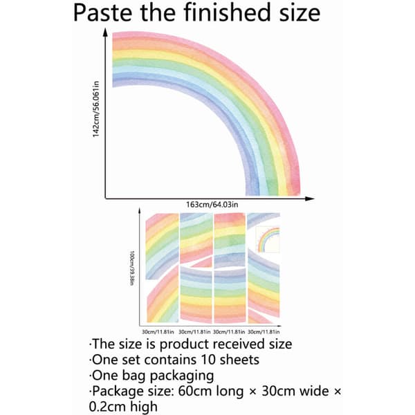 Rainbow Wall Decal, Half-Cut DIY Removable Rainbow Wall Sticker for Girls' Room, Nursery, Wall Decoration