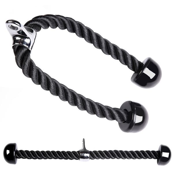 Nylon Triceps Rope for Strength Training with Non-Slip Handles - Back, Biceps, Triceps, Gym or Home - Black