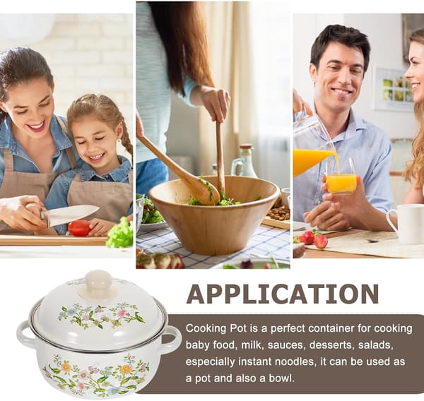 3-piece Enamel Pot Set Small Cooking Pots with Ergonomic Handles