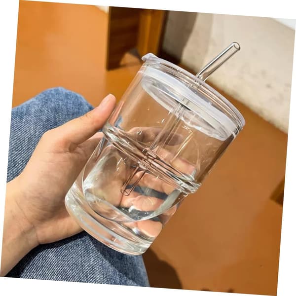 400 ml drinking glass with lid, sturdy insect-patterned tumbler for daily use and restaurants