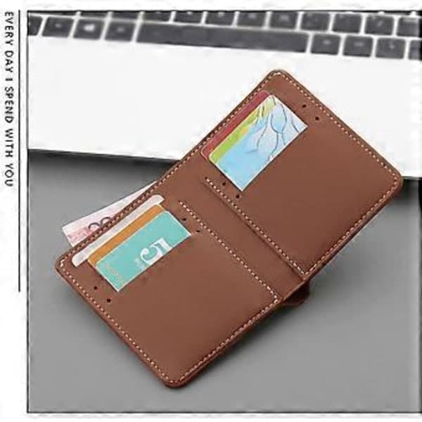 Short PU Leather Wallet for Men with Multiple Card Slots for Business (Brown)