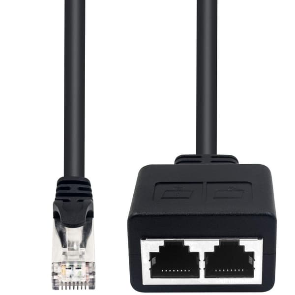 RJ45 1 han til 2 hun adapter til LAN Ethernet-kabelforlængelse (brug samtidigt) Surf online samtidigt