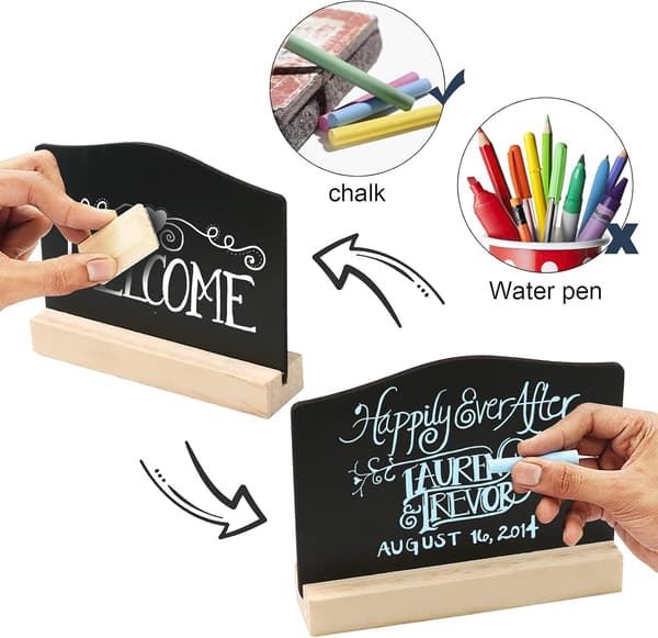 4-pack mini blackboard (arch), kitchen notes blackboard with stand 10x7.6cm small blackboard information tabletop for information signs