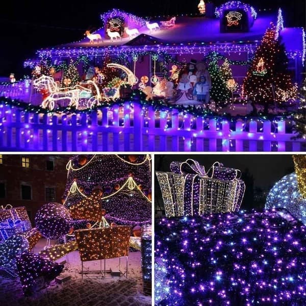 10m 100 LED Lyskæde, Julebelysning, Velegnet til Bryllupper, Jul, Fester, Terrasse, Indendørs og Udendørs (Lilla)