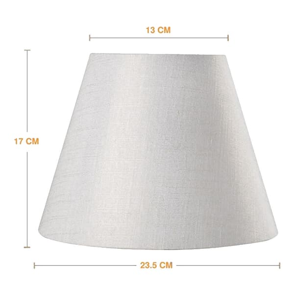 White Fabric Lampshade 5 inch Top Diameter X 9 inch Bottom Diameter X 7 inch Height (White with Gold Threads)