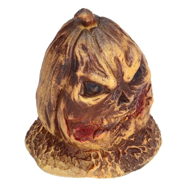 Skummelt gresskarhode-lampe i harpiks Halloween hjemmedekorasjon Halloween skulpturpynt#B