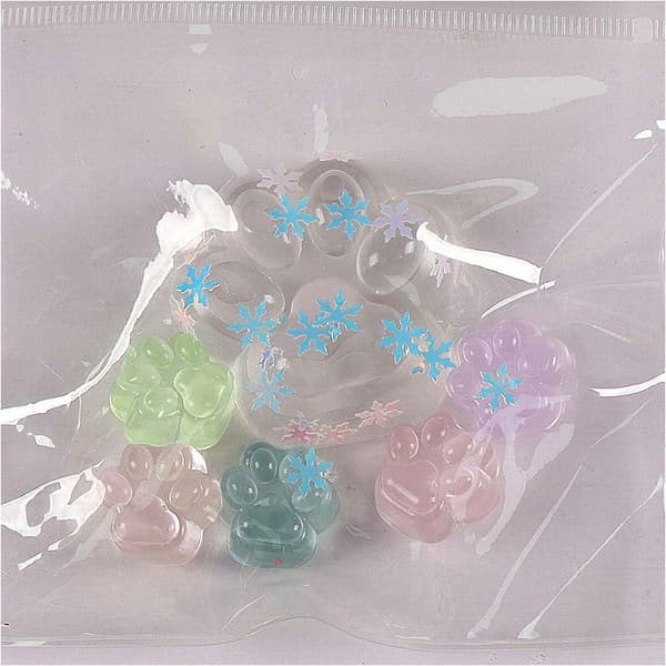 Taba Creative Mini Dopamine Cat Paw Squeeze Toy Multicolored 5+1 Night Auto-Glow TPR Sensory Classroom Prize