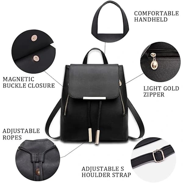 Women's Backpack, Small PU Leather Backpack, Mini Backpack, Trendy Backpack, Handbags, Stylish, Anti-theft, Waterproof, Casual Daypack for...