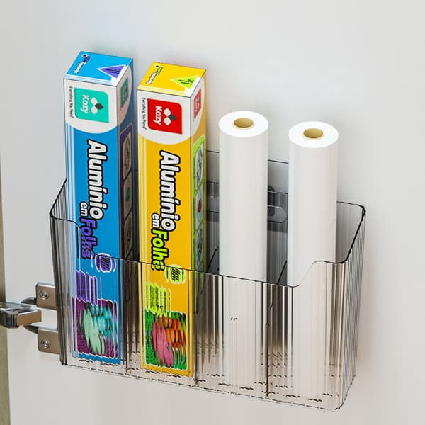 Self-Adhesive Wall-Mounted Storage Boxes for Kitchen Cabinet Doors - Kitchen Organizer for Small Items (Transparent)