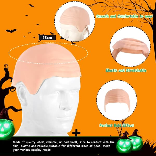 Halloween Latex Skallet Hodeplagg Ingen Barberingsmaske - Hvit