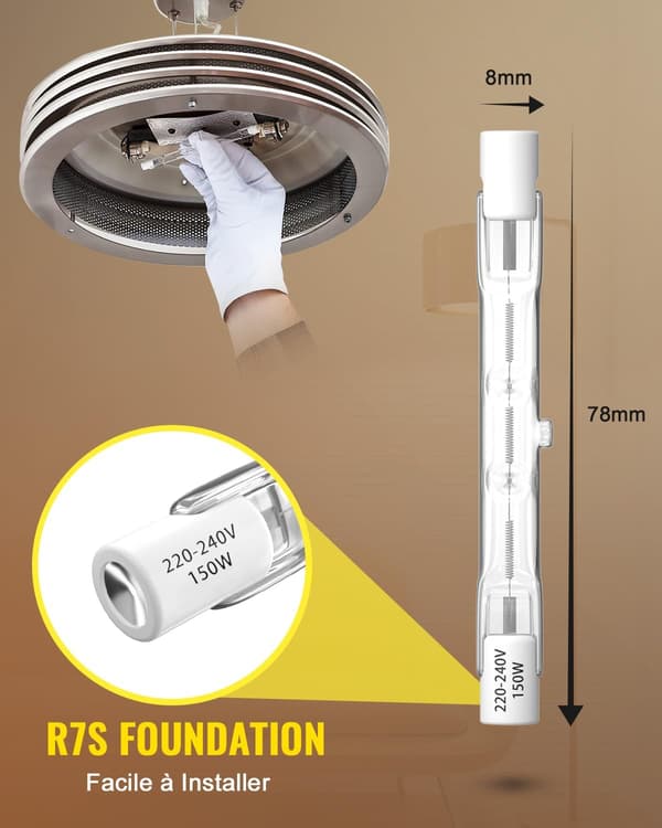 R7S 78mm 150W Dimmable Linear Halogen Bulb 2100lm J78 Warm White 2800K Linear Halogen Floodlight for Lighting - 5pcs