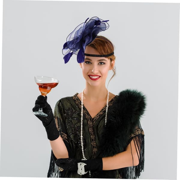 Fascinatorhat til kvinder Elegant retro hårklemme med fjerpynt Blødt gazehovedtøj