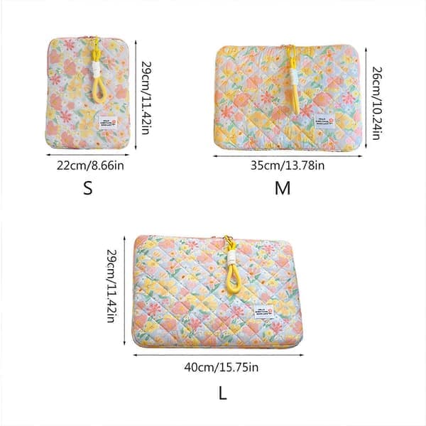 Blomstret laptop-etui, slank computertaske til 11/14/15 tommer, praktisk & stilfuld