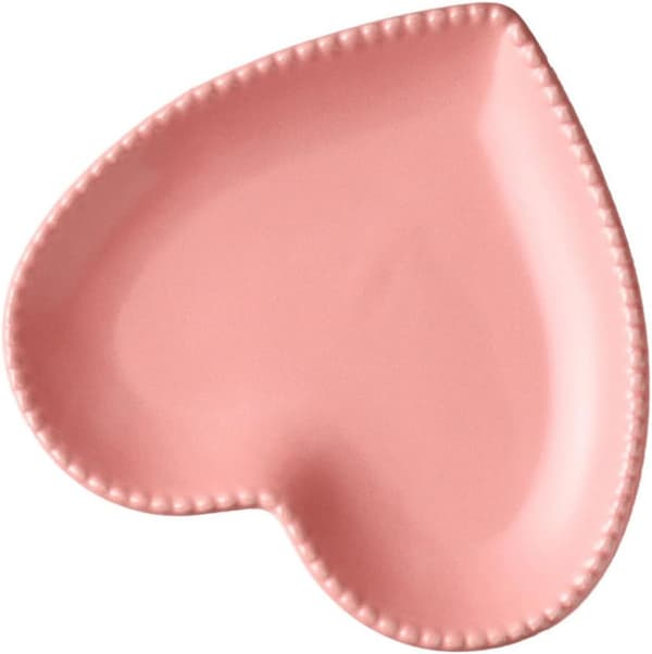 Heart-shaped ceramic plate pink microwave and dishwasher safe fruit bowl