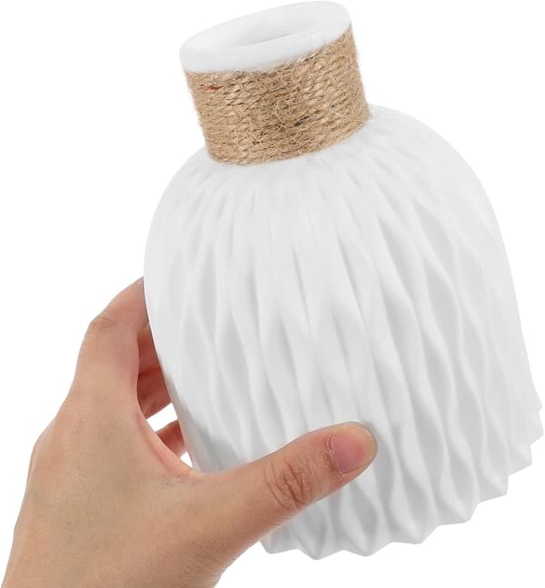 Midtpunktsvase Uknuselig Blomsterarrangementvase med Ananasformet Kornform Hvitt PP-materiale