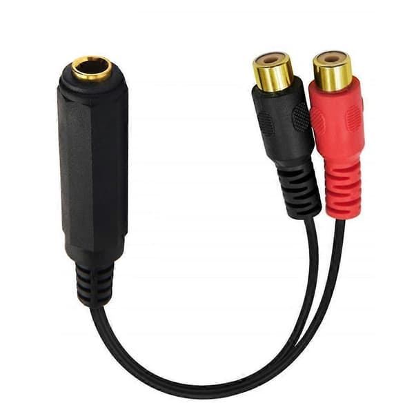 6,35 mm 1/4 tomme Stereo Hun til 2RCA Hun Y Splitter Adapter Kabel Ledning 20cm_tfrf