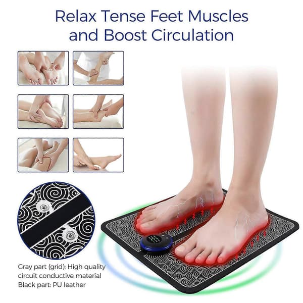 Ems Fodmassage Pad Måtte Elektrisk Massageapparat Usb Lcd Bærbar Usb Genopladelig [DB]