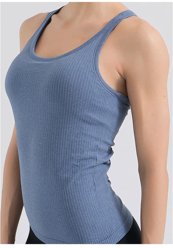 Enkel Solid Square Neck Tank Top, Monikäyttöinen Ribbineulosliivi Irrotettavalla Rintapehmusteella
