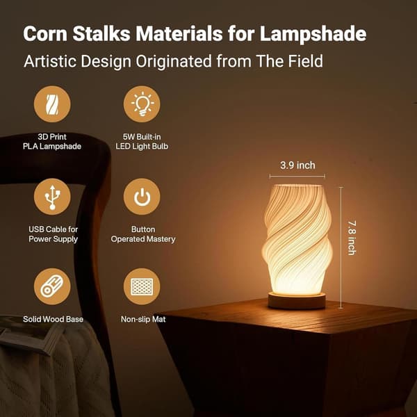 Sengebordslampe med træbase - Knapstyret bordlampe til soveværelse 12-vejs dæmpbar natbordslampe med lampeskærm (Hvid-E, Medium)