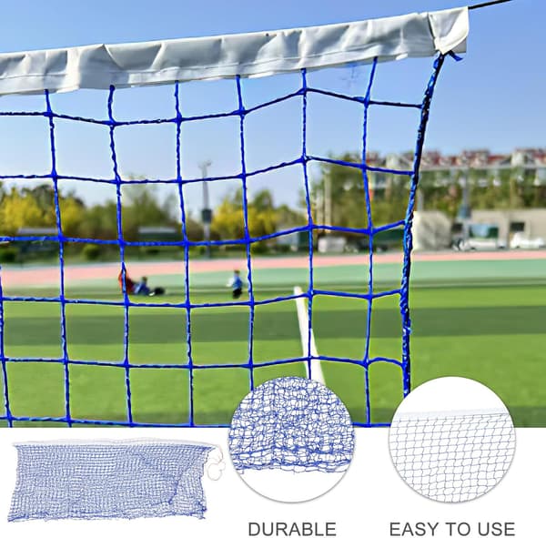 Bærbart badmintonnet udendørs tennisnet 6,1 m blå kant med bæretaske