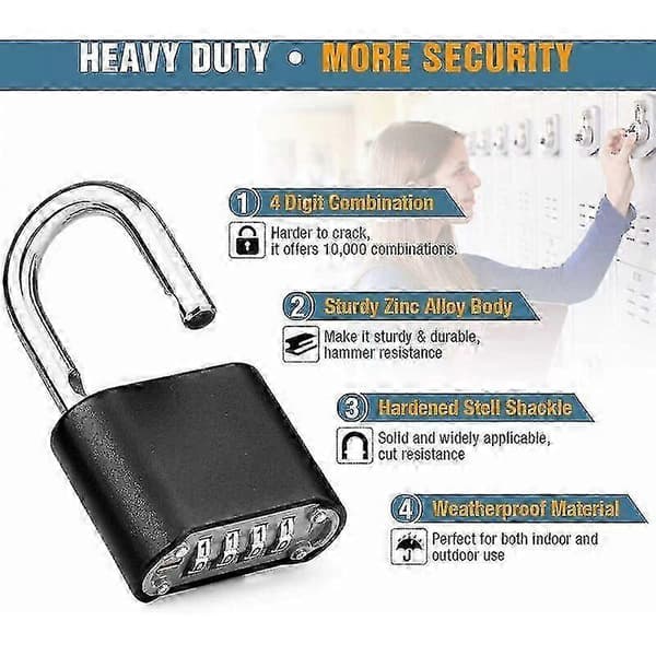 4-digit Combination Lock, 1 Waterproof Outdoor Combination Lock, Zinc Alloy Combination Lock, Robust 8mm Lock