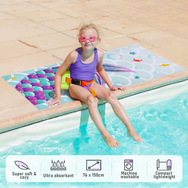 Strandhandduk Polyester Campinghanddukar Snabbtorkande Ultraabsorberande Supermjuk Strandpool Simning Handduk