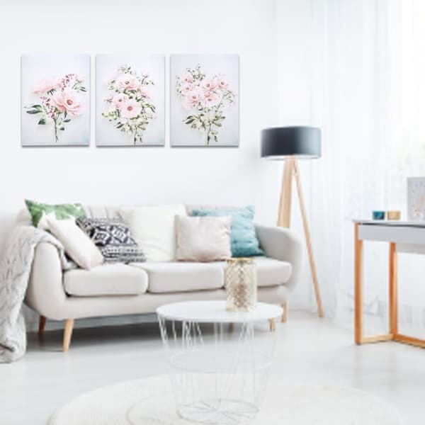 3 st 30x40 cm handmålad rosblomma väggmålning dekorativ tavla vardagsrumsstudiedekor