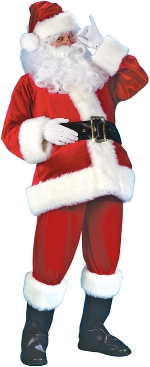 7 stk. julemandskostume XL polyester-outfit til julefrokost mænd