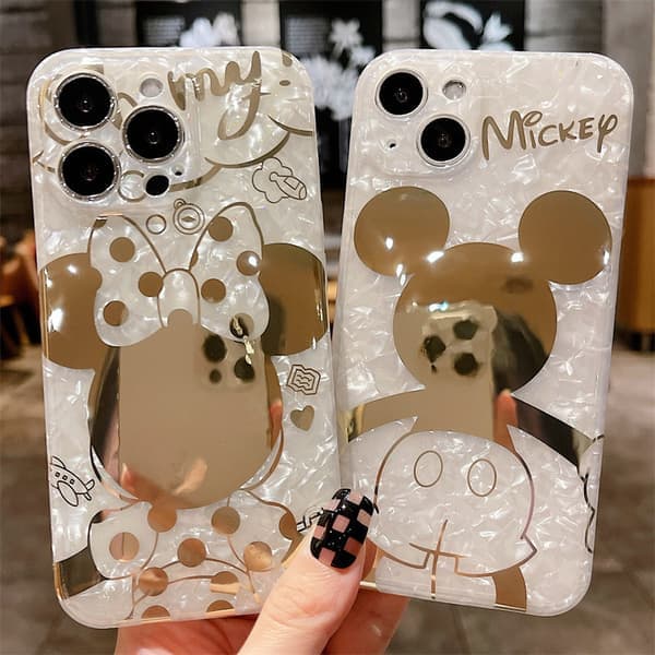Tegneserieetui til iPhone og Bling Glitrende Telefonstativ Sødt Telefoncover til Piger Kvinder Mickey iPhone 12 Mickey iPhone 12 Mickey iPhone 12