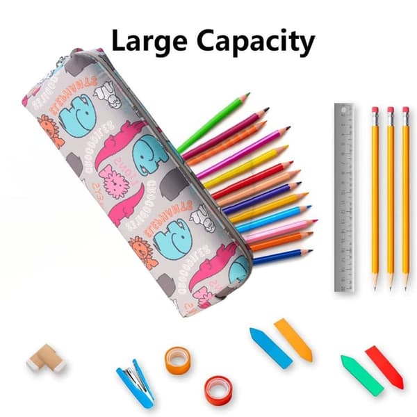 Canvas Pencil Case, Pencil Bag, School Supplies, Gadget Case, Khaki KLB