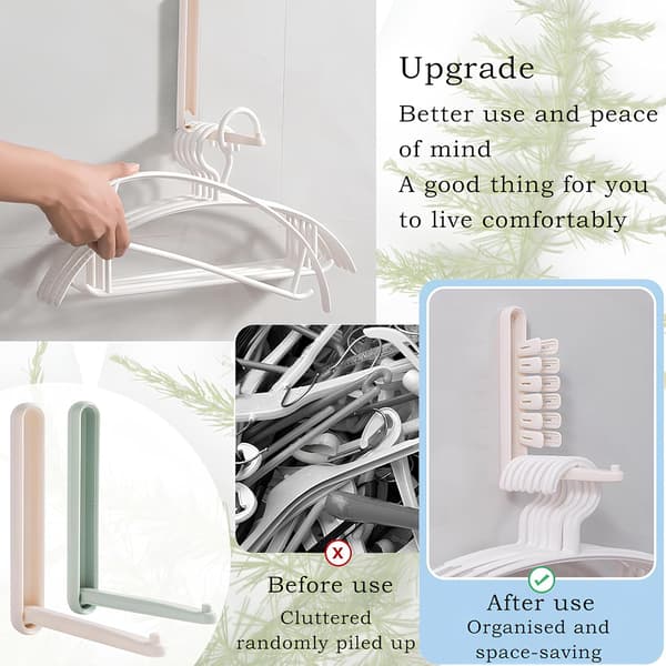 Hanger Rack, Multifunctional Adjustable Hanger Holder, Seamless Strong Self-Adhesive Hook, Space-Saving for Washing Machine, Wardrobe, Laundry Room